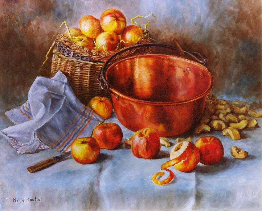 Cuivre aux pommes, peinture sur toile 0,81 x 0,65