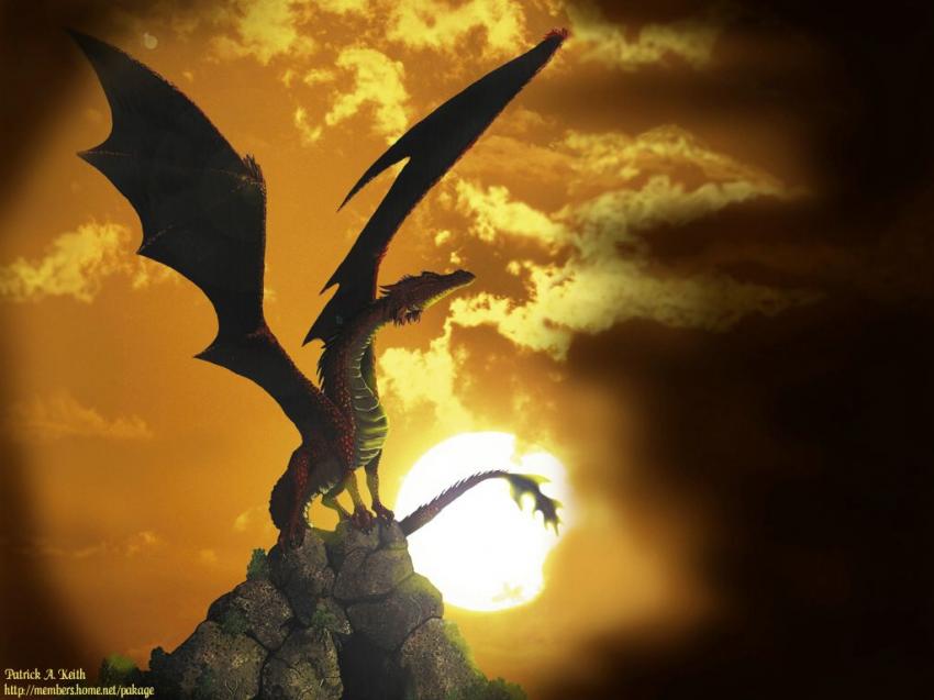 dragon au soleil couchant